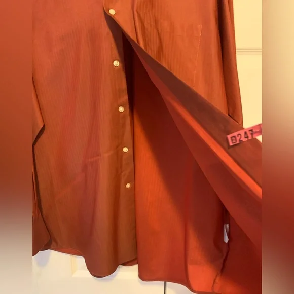Van Heusen Mens Regular Fit Dress Shirt, 17 1/2, 34/35, Rust , Like New - Picture 2 of 14